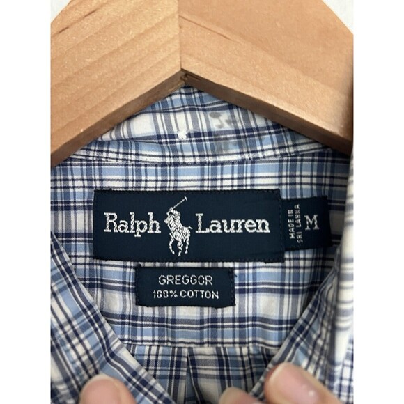 Vintage Ralph Lauren Greggor Shirt Mens Medium Plaid Button Down Long Sleeve - Picture 8 of 8